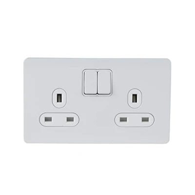 Immagine di Schneider Electric Ultimate GU3420WPW Doppia presa senza viti con piastra piatta, monopolo, 13 A, colore: bianco laccato inserto