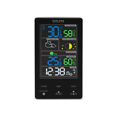 Immagine di Explore Scientific WSC4009 Stazione meteo con display touch a colori, Previsioni del tempo, Dual alarm, Fasi lunari, Bianco