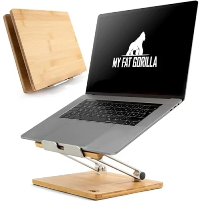 Immagine di MY FAT GORILLA Bambù Supporto Pc Portatile Laptop Stand Porta Computer Accessori Scrivania Ufficio