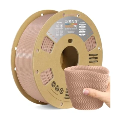 Immagine di OVERTURE TPU 1,75 mm Filamento, Filamento per Stampante 3D ad alta velocità +HS, Flessibile High Speed 1kg(2.2lbs), Precisione Dimensionale +/ 0.02 mm(Pastel Rose)