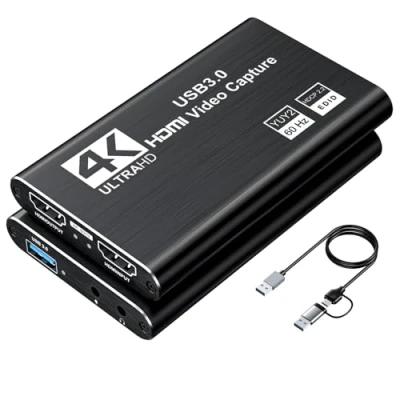 Immagine di XIIXMASK Scheda di acquisizione video, USB 3.0 4K HDMI Loop Out, video 1080P 60FPS/2K 30FPS per lo funziona PS5/Nintendo Switch/fotocamera/PC/OBS(nero)