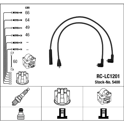 Immagine di NGK 5408 Kit Cavi Accensione 5 SUZUKI: SWIFT 1, LANCIA: Thema Sedan