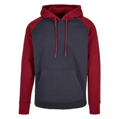 Immagine di Build Your Brand Basic Raglan Hoody Felpa con Cappuccio, Blu Navy/Borgogna, XXXXXL Uomo
