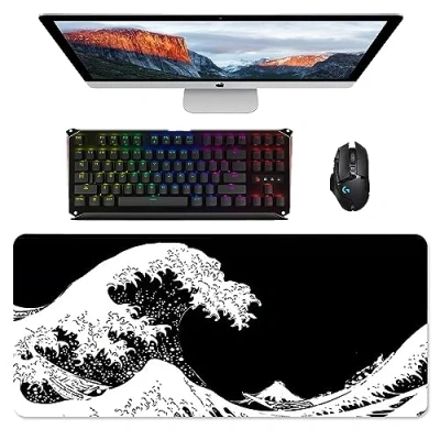 Immagine di Tappetino Mouse Gaming, Grande Pad XXL Confortevole, Oversize Desk Mat, Gaming con Base, Mousepad per Giocatore Ufficio e Giochi Computer PC Laptop, 900 * 400 3 mm (L 210)