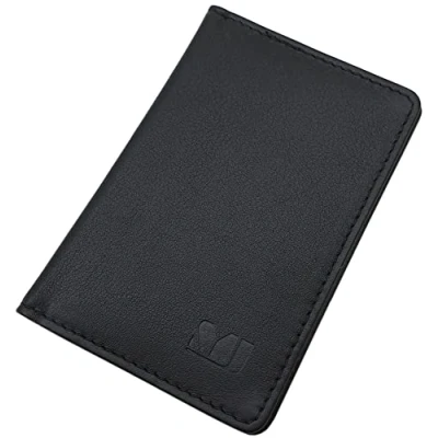 Immagine di Porta carte di credito in pelle vitello MJ Design Germany con protezione RFID e NFC Nero