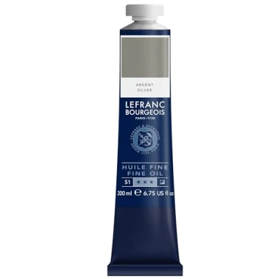 Immagine di Lefranc Bourgeois 301857 pittura a olio pregiata di ottima qualità, resistente alla luce e consistenza uniforme, tubo da 200 ml, ideale per telai, tele, tavole Argento