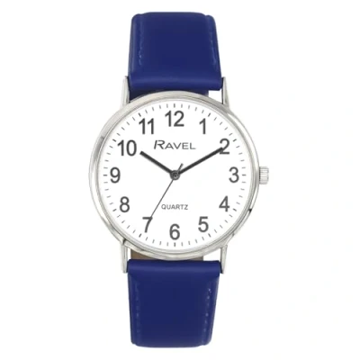 Immagine di Ravel Orologio Classico Unisex di uso Quotidiano con Numeri Moderni Analogico Quarzo R0129.26.1 Blu/Colore Argento/Quadrante Bianco