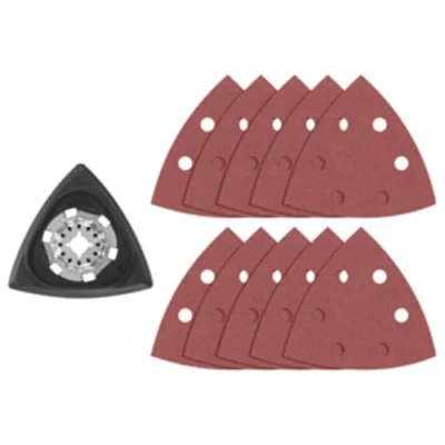 Immagine di BOSCH Starlock OSL350SPDK Set di 11 dischi abrasivi oscillanti per levigatura a delta, grana 80 e 120, kit assortito multiuso in compensato, legno duro, tenero