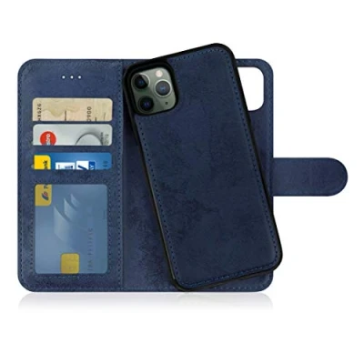 Immagine di MyGadget Cover per iPhone 11 Pro Max Custodia Libretto Magnetica Portafoglio Flip Wallet Case Porta Carte Similpelle PU Removibile Blu Scuro