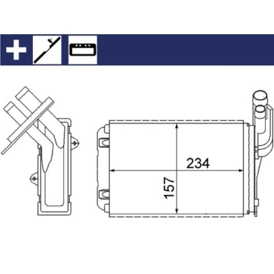 Immagine di MAHLE ORIGINAL AH 99 000S Radiatore Riscaldamento con accessori, senza guarnizione copertura, parti annesse, piastra intermedia