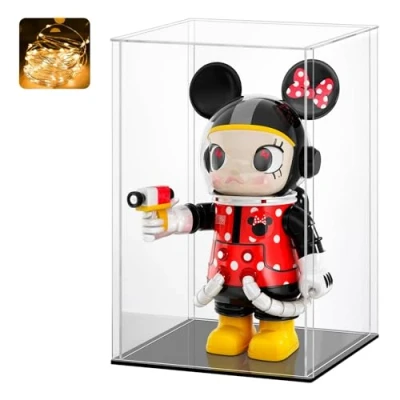 Immagine di Vetrina in Acrilico Trasparente, Cubo Contenitori Scatola Espositiva per Collezionismo, Modellismo, Minifigure, Statuette, Minerale (Nero, 25x25x30 cm)