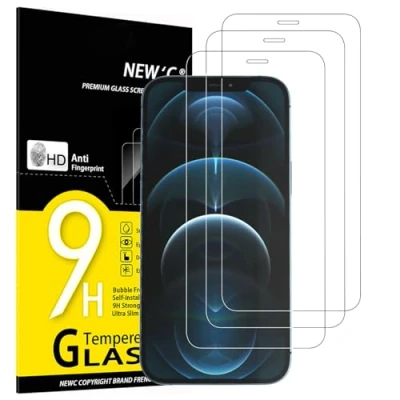 Immagine di NEW&#039;C 3 Pezzi, Vetro Temperato per iPhone 12 Pro Max (6,7 Pollici), Pellicola Prottetiva Anti Graffio, Impronte, Senza Bolle, Durezza 9H, 0,33mm Ultra Trasparente, Resistente