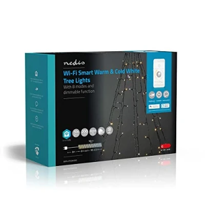 Immagine di NEDIS SmartLife LED decorativo Albero Bianco da caldo a freddo 200 Esterno Motivi di movimento 10 x 2 m Android/IOS
