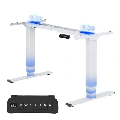 Immagine di FLEXISPOT E5 PRO Scrivania Regolabile in Altezza con 2 Potenti Motori, 3 Livelli Telaio della Standing Desk Elettrica Motorizzata Tastiera Intelligente（Bianco）