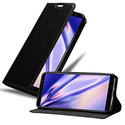 Immagine di Cadorabo Custodia Libro per Samsung Galaxy A8 2018 in Nero di Notte con Vani Carte, Funzione Stand e Chiusura Magnetica Portafoglio Cover Case Wallet Book Etui Protezione