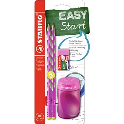 Immagine di School Set STABILO EASYgraph S in Rosa per Mancini con Gomma + Temperino