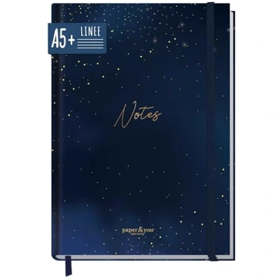 Immagine di paper&amp;you® Taccuino formato A5+, a righe, con elastico, 156 pagine, 78 fogli, sostenibili e rispettosi dell&#039;ambiente
