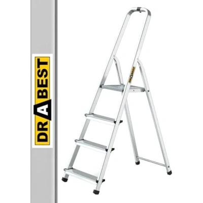 Immagine di Il migliore Scala Home in Alluminio a 4 Gradini Costruzione Robusta, Design Sicuro, Portata 125 Kg Robusta Piedini Antiscivolo Corrimano 60 cm 0,43 x 1,45 0,75 m