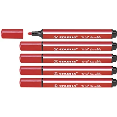 Immagine di Pennarello triangolare con punta ammortizzata STABILO Trio Scribbi Confezione da 5 Rosso