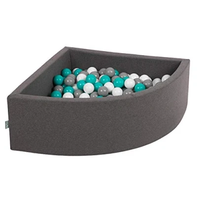 Immagine di KiddyMoon 90X30cm/300 Palline Piscina di Colorate ∅7Cm per Bambini Quarto Angolare in EU, Grigio Sc:Grigio/Bianco/Turchese