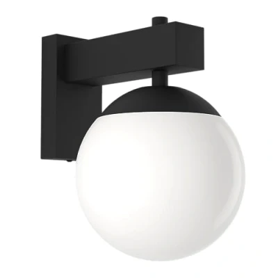 Immagine di Eglo Bufalata Lampada da parete per esterni, applique in metallo nero, sfera plastica bianca, con attacco E27, IP44