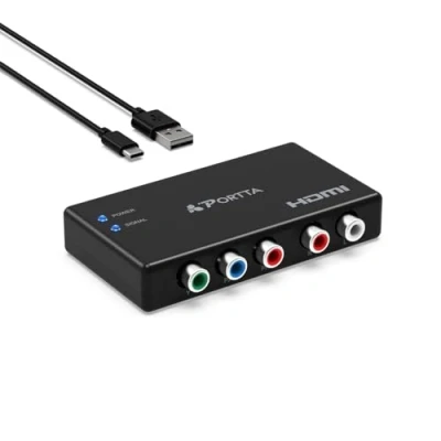 Immagine di PORTTA convertitore da componente a HDMI, video 5 RCA YPbPr adattatore RGB compatibile con Wii, PS2, PS3, DVD, Xbox 360, HDTV, monitor, proiettore