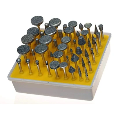 Immagine di Chiloskit 50 pezzi 1/8 &#039;&#039; Shank Diamond Coated Testa di macinazione Rotante Gioielli Lapidary Burr Set Lucidatura Bit Adatto Tool Accessori