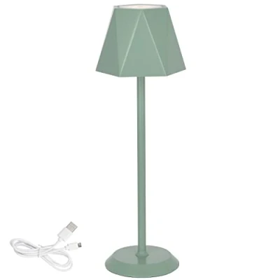 Immagine di Clauss Lampada da tavolo LED con batteria ricaricabile via USB senza fili dimmer in metallo per interni ed esterni, IP54, verde, 10010