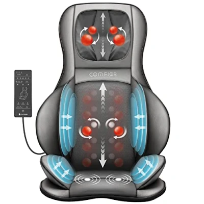 Immagine di Comfier Massaggiatore Schiena e Collo con Compressione d’Aria, Shiatsu Elettrico Calore rotolamento, Sedile Massaggiante per Tutto il Corpo