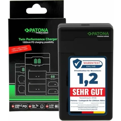 Immagine di PATONA EN EL15c EL15b EL15 PD Performance Caricatore (max. 1500 mA), USB Mini Dual LCD, compatibile con C PD/QC (161965)