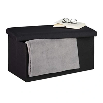 Immagine di Relaxdays Panca con Contenitore, Effetto finta pelle, Imbottita, Corridoio, Camera da Letto, HLP 38x76,5x38,5 cm, Nero, 1 pz