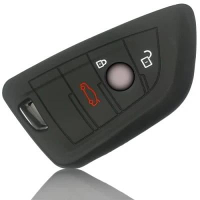 Immagine di FOAMO Cover per chiave auto, compatibile con BMW 3 4 tasti (solo Keyless Go), in silicone, colore nero