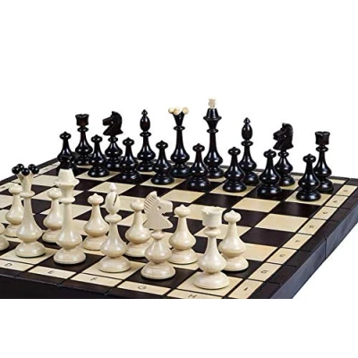 Immagine di Master of Chess Scacchiera in Legno “OUTLANDER 46 cm Fatto a Mano Grandi Portatile Set di Scacchi Pieghevoli per Bambini e Adulti Aspetto Snello Dignitoso