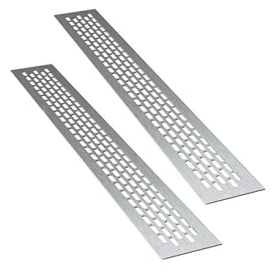 Immagine di sossai® Griglia di ventilazione in alluminio Alucratis (2 pezzi) Rettangolare dimensioni: 44 x 6 cm Colore: inox areazione
