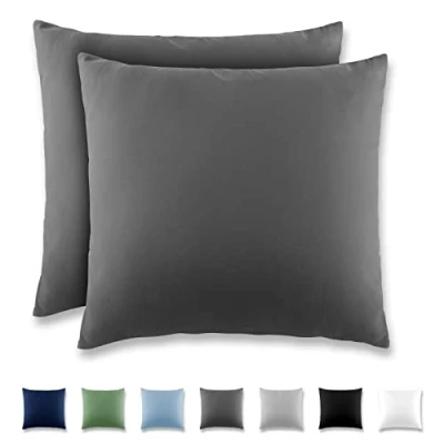 Immagine di REDKEY Coppia di Federe 40 x cm, Set 2 Tessuti per Cuscino Letto, con Coperchio Ribaltabile (senza Cerniera), 100% Microfibra è morbida e traspirante，Grigio scuro