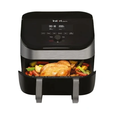 Immagine di Instant VersaZone Friggitrice Digitale ad Aria in Acciaio Inox con Finestra 8,5L / XL Cassetto Modulare 2 zone, 8 programmi Friggere, Cuocere, Arrostire, Grigliare, Disidratare, Riscaldare 1700W