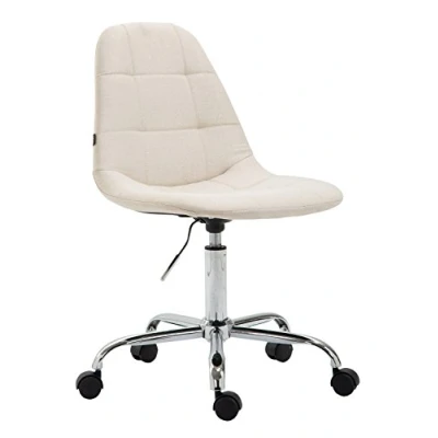 Immagine di CLP Sedia Ufficio Reims In Stoffa I Lavoro Con Ruote Poltroncina Design Imbottita E Trapuntata, Colore:crema