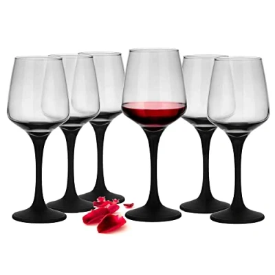 Immagine di Sendez 6 bicchieri da vino 360 ml con manico nero
