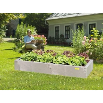 Immagine di JUWEL aiuola rialzata Timber, set di estensione (6 mattoni, effetto legno, con elevato isolamento termico, dimensioni 130 x 60 cm, altezza 20 per aiuole rialzate o