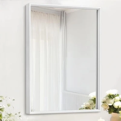Immagine di AAZZKANG Specchi da parete rettangolare in metallo con cornice specchio fattoria bagno camera letto appeso decorazione bianco piccolo