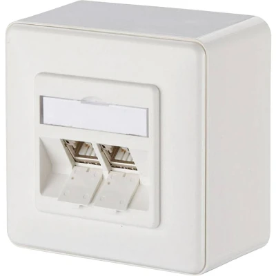 Immagine di Metz Connect Presa di rete Da parete CAT 6A 2 Porte Bianco puro