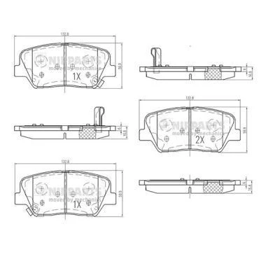 Immagine di NIPPARTS N3600554 Kit pastiglie freno Assale anteriore con accessori HYUNDAI: i20 II Hatchback, SANTA FE 2, i30 KIA: CARENS 4