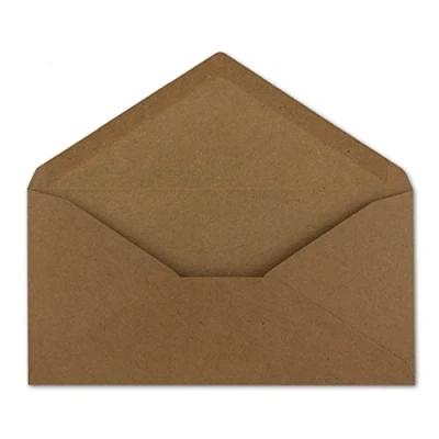 Immagine di 75 buste lunghe in carta kraft marrone, 22 x 11 cm, 120 g/m², con chiusura a umido, ideali per Natale, biglietti di auguri, inviti del vostro agente Glüxx
