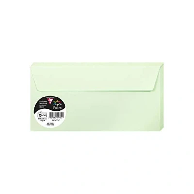 Immagine di Clairefontaine 5475C Pacco da 20 Buste autoadesive Formato DL 11x22cm 120g/m² Colore verde Inviti Eventi e Corrispondenza Gamma Pollen Carta Premium Liscia