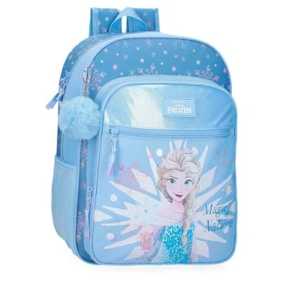 Immagine di Joumma Bags Disney Frozen Magic Ice Zaino per bambini, blu, realizzato in poliestere, spallacci regolabili un comodo trasporto, vari scomparti, con portachiavi pompon adattabile