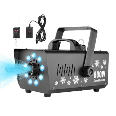 Immagine di VEVOR Macchina per Neve 800 W, Produzione di Portatile Appesa Luce LED Serbatoio da 1 Litri, Fiocchi con Telecomando, Finta Feste Eventi