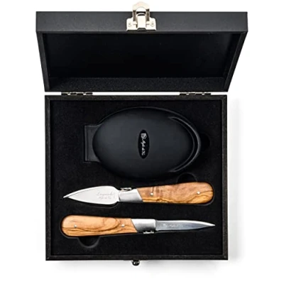 Immagine di Laguiole Style de Vie Oester Set regalo in legno di ulivo con supporto per ostriche silicone