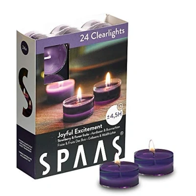 Immagine di Spaas 24 lumini profumati in Tazza Trasparente Trasparente, ± 4,5 Ore, gioiosa eccitazione, Melanzana
