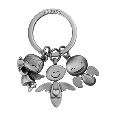 Immagine di FABACH angelo custode portachiavi 3 angeli portafortuna amore regalo in metallo, Argento antico, 1, Moderno