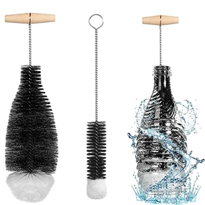 Immagine di 2 Pezzi Spazzola Bottiglia,Scovolino per Pulisci Bottiglie,Spazzole Bottiglie di Pulizia,Spazzola D&#039;acqua con Setole Morbide,per Limonata,Bottiglie Vetro,Bottiglie